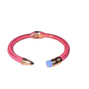 Betsey Johnson Pencil Bangle Bracelet Women OS Pink Whimsical Enamel Hinged BJ